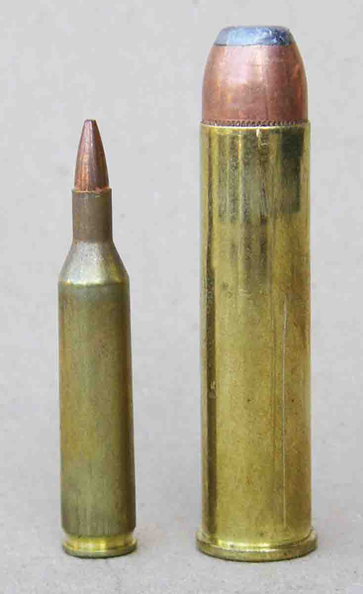 Match Grade Machine offers barrels in many different calibers that range from the .17 Remington (left) to the .50 Alaskan (right).